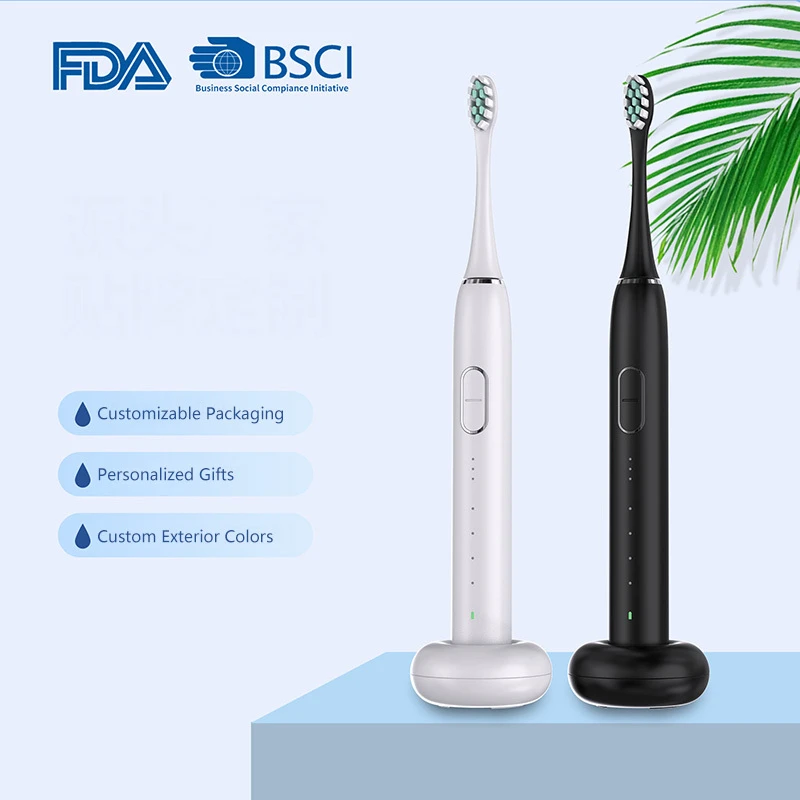Brosse à dents électrique sonique intelligente sans fil rechargeable pour le voyage, blanchiment des dents, ultrasonique, étanche IPX7